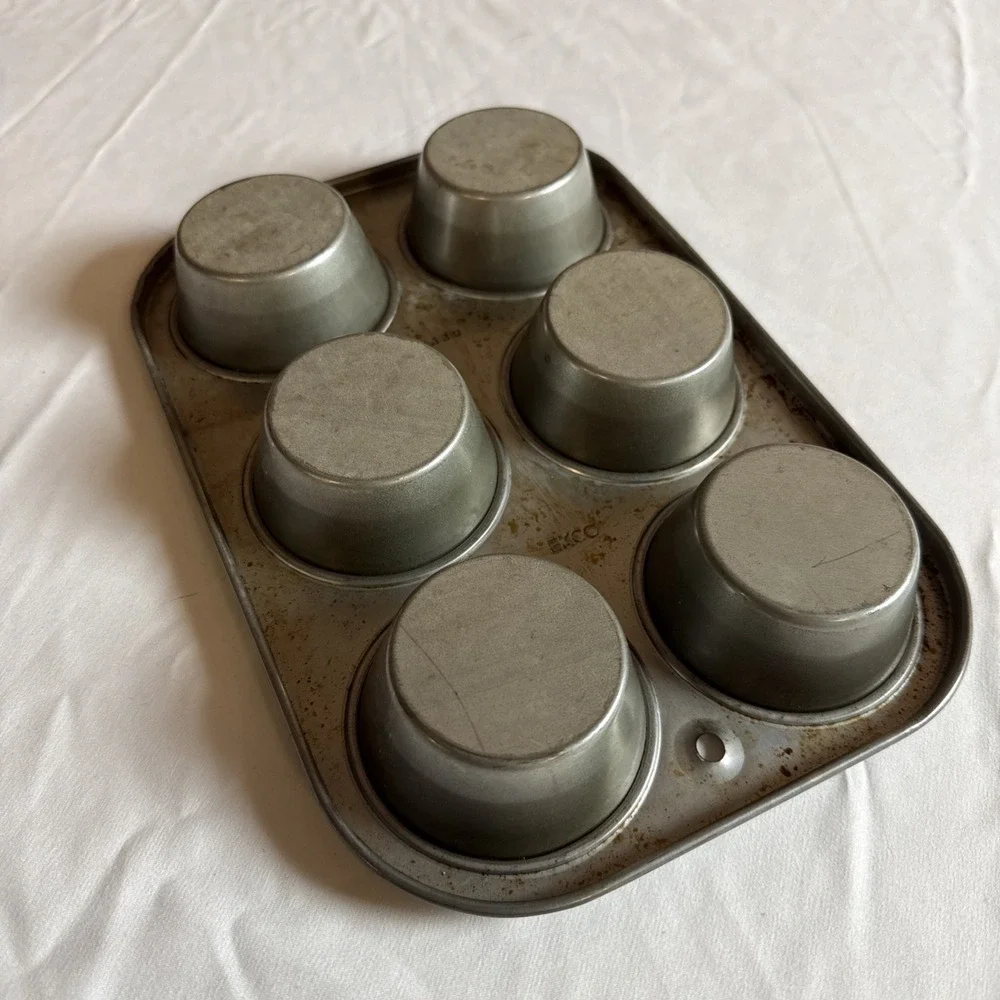 3 Muffin Cupcake Tin Pan 6 & 12‎ Hole ECKO Bake USA Made Used VNT Sears